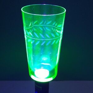 Antique Depression Uranium Glass Flat Tumbler